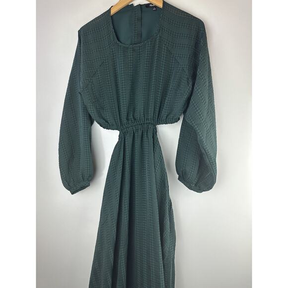 Madewell Long Sleeve Cutout Midi Dress Smoky Spruce Green Black Women's Medium - Picture 3 of 16